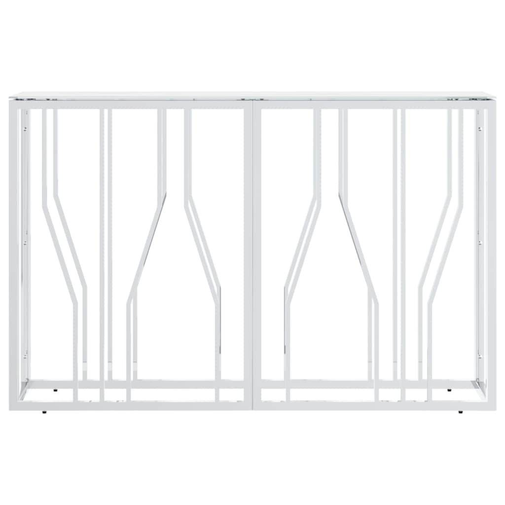 Table console argenté 110x30x70 cm acier inoxydable et verre - XIOS