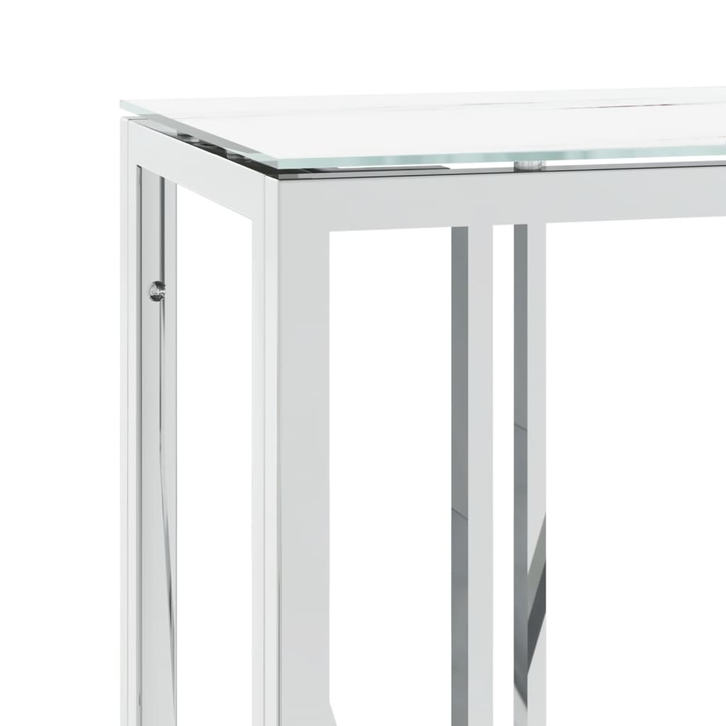 Table console argenté 110x30x70 cm acier inoxydable et verre - XIOS