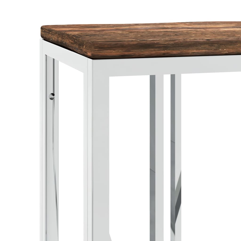 Table console acier inoxydable et bois massif de récupération - XIOS