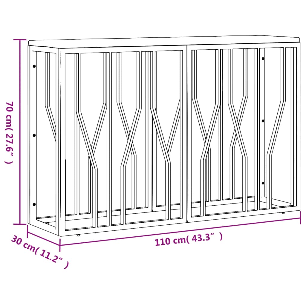 Table console acier inoxydable et bois massif de récupération - XIOS