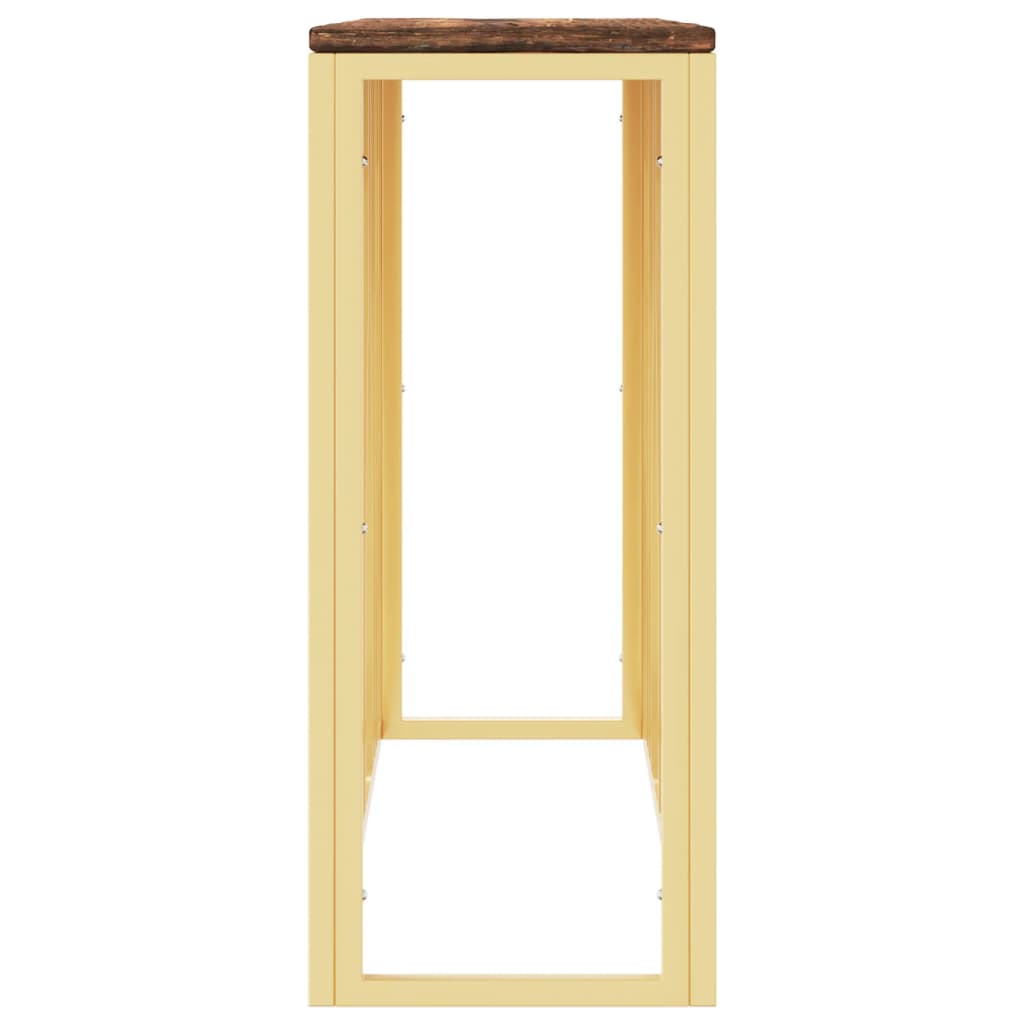 Table console doré acier inoxydable et bois massif récupération - XIOS