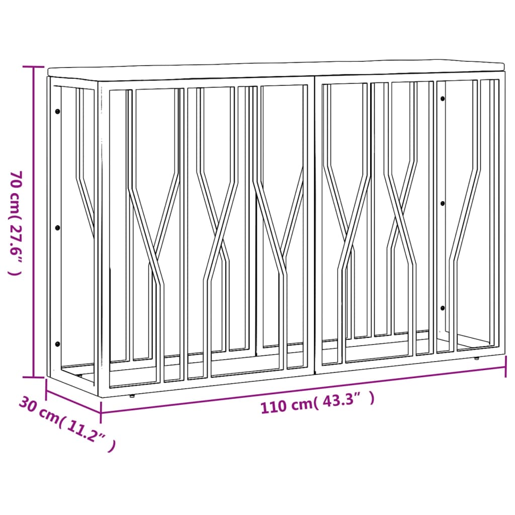 Table console doré acier inoxydable et bois massif récupération - XIOS