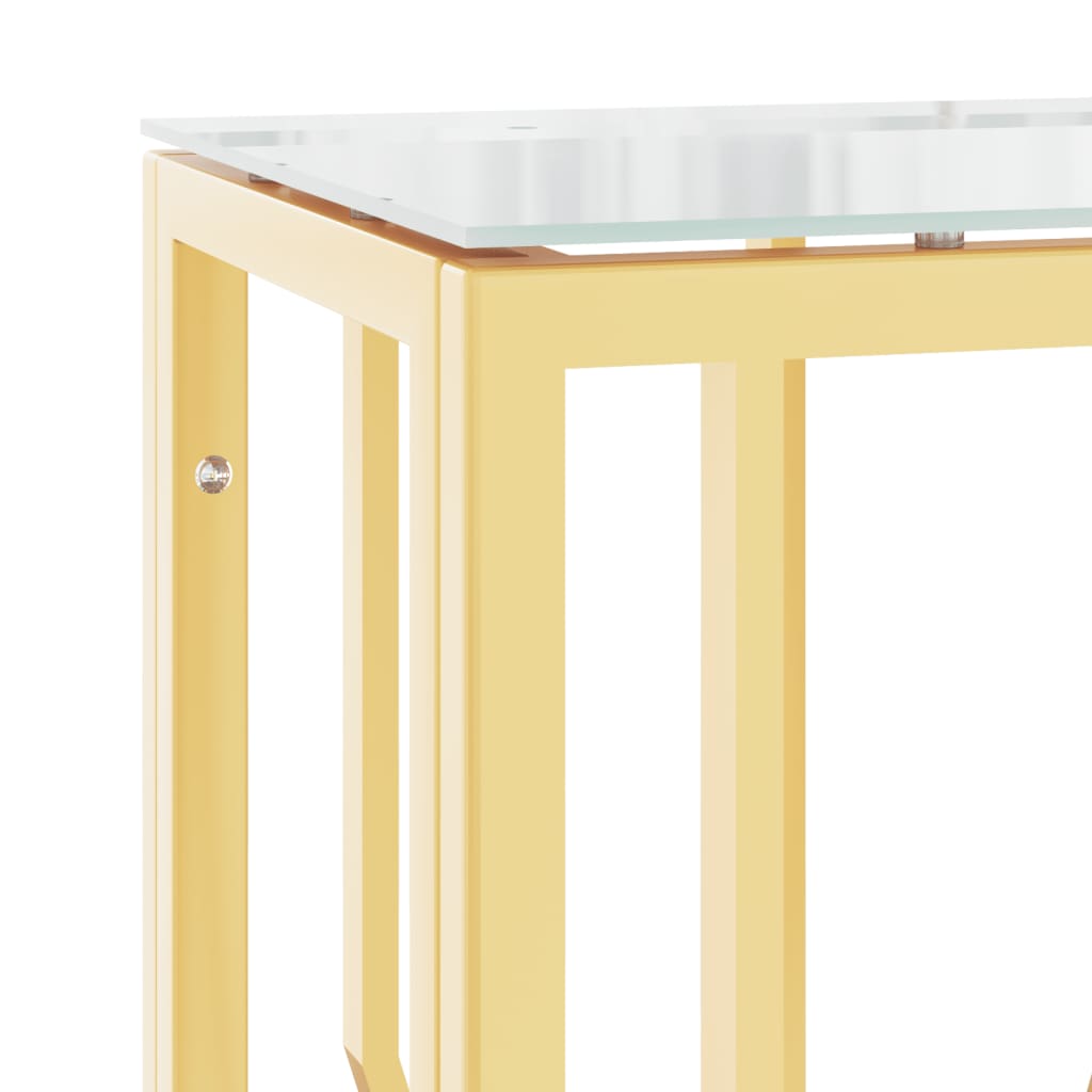 Table console doré 70x30x70 cm acier inoxydable et verre - XIOS
