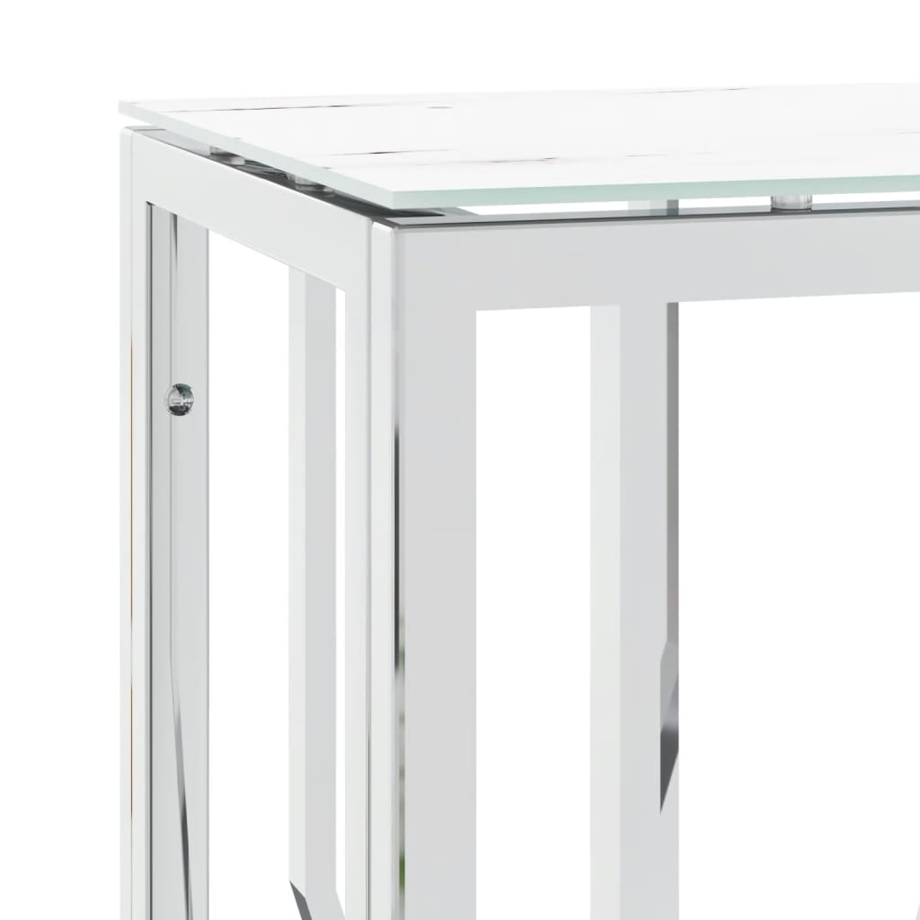 Table console argenté 70x30x70 cm acier inoxydable et verre - XIOS