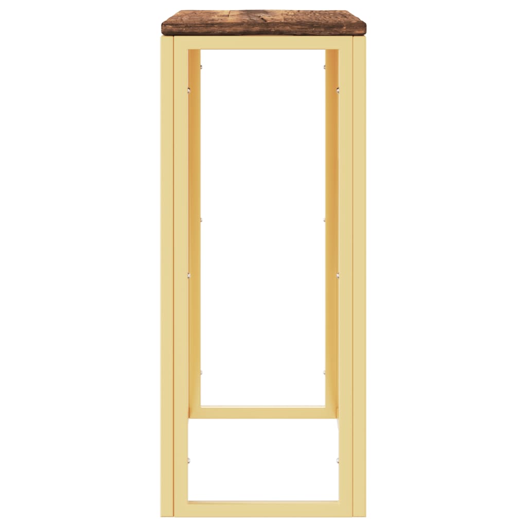 Table console doré acier inoxydable et bois massif récupération - XIOS