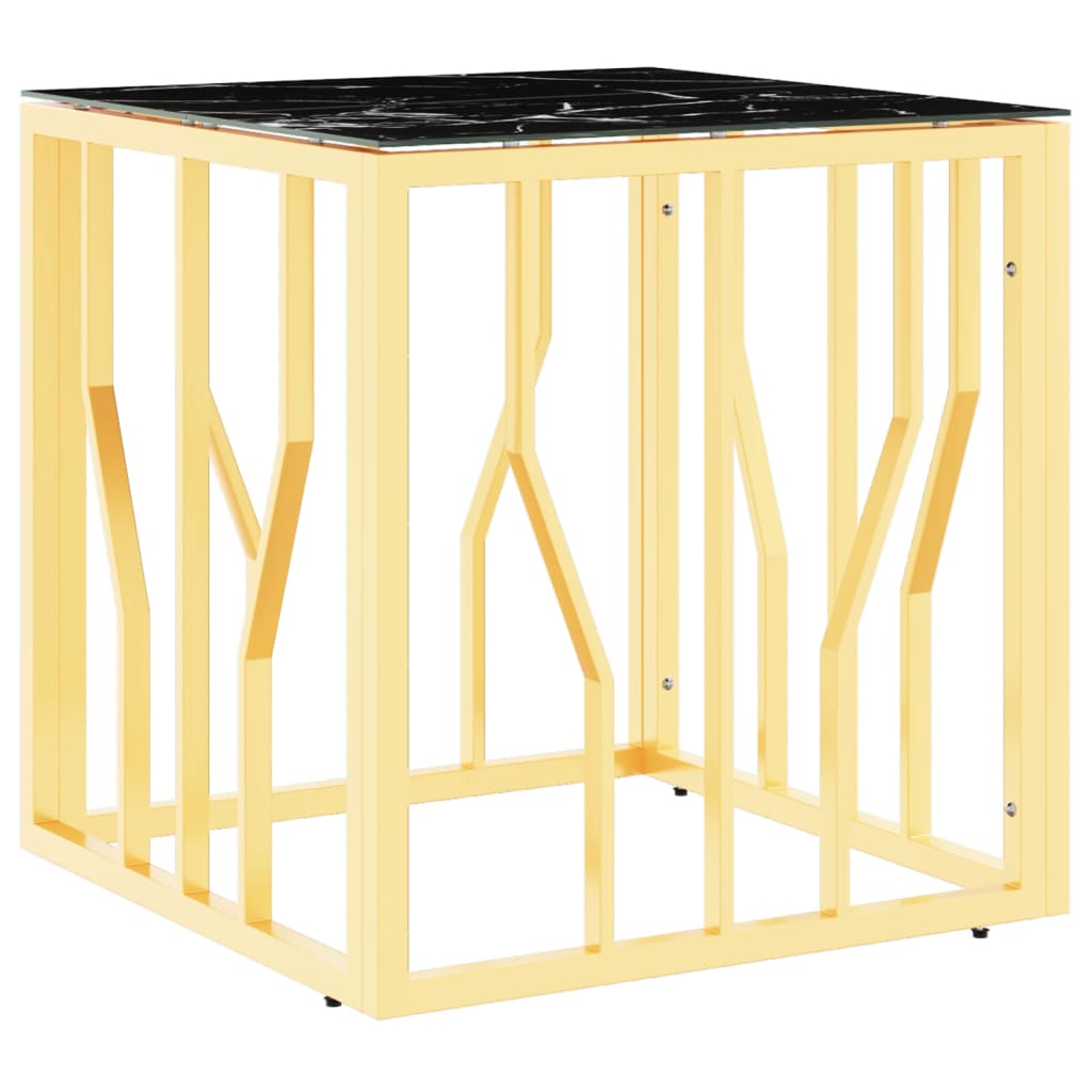 Table basse doré 50x50x50 cm acier inoxydable et verre - XIOS