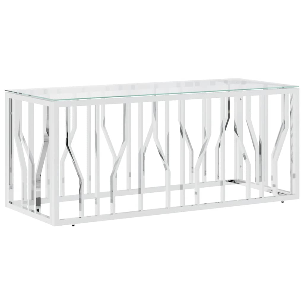 Table basse 110x45x45 cm acier inoxydable et verre - XIOS