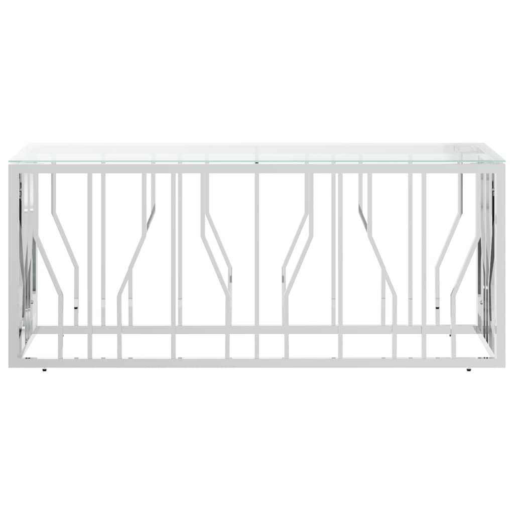 Table basse 110x45x45 cm acier inoxydable et verre - XIOS