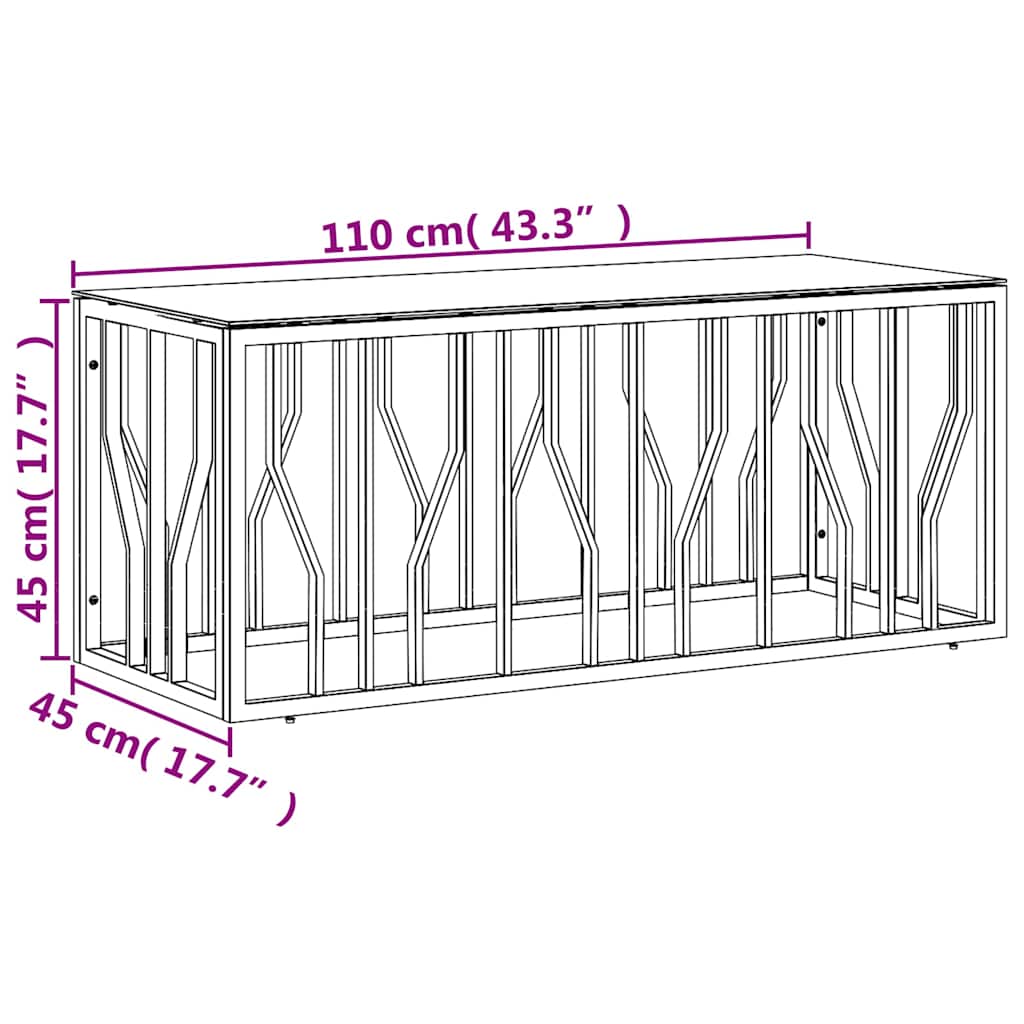 Table basse 110x45x45 cm acier inoxydable et verre - XIOS
