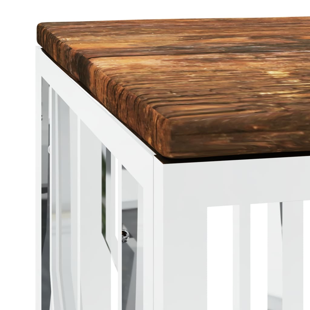 Table basse acier inoxydable et bois massif de récupération - XIOS