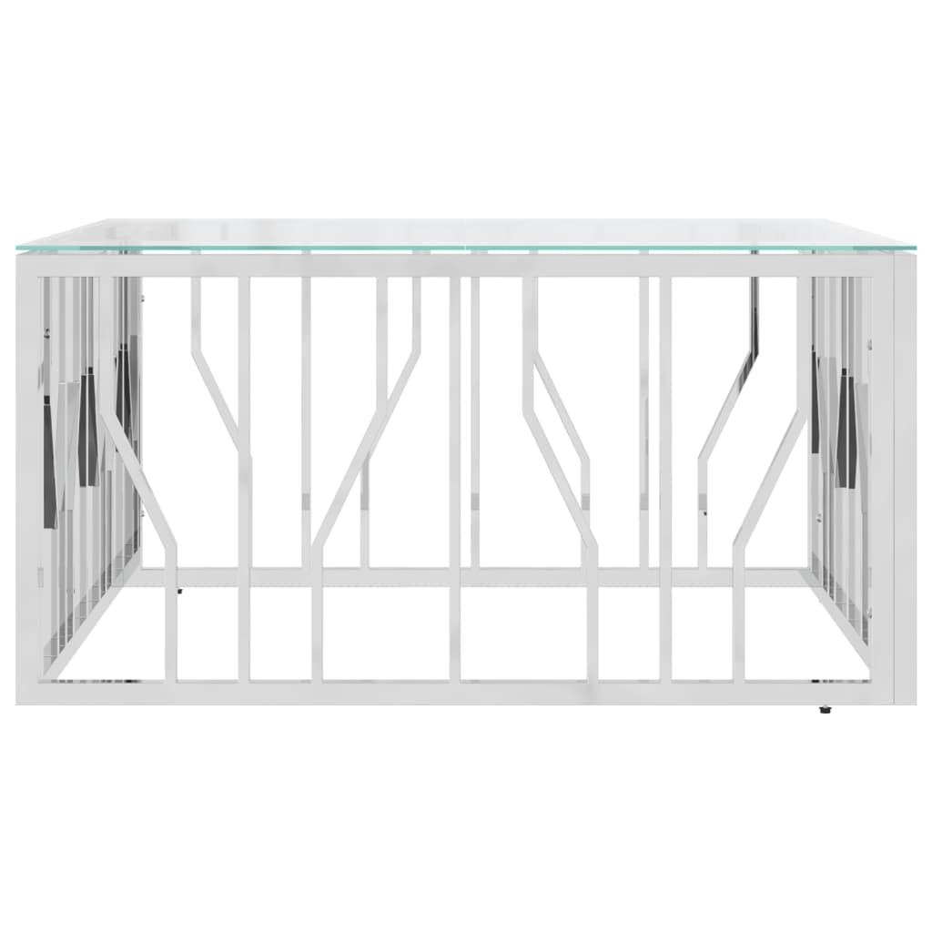 Table basse 80x80x40 cm acier inoxydable et verre - XIOS