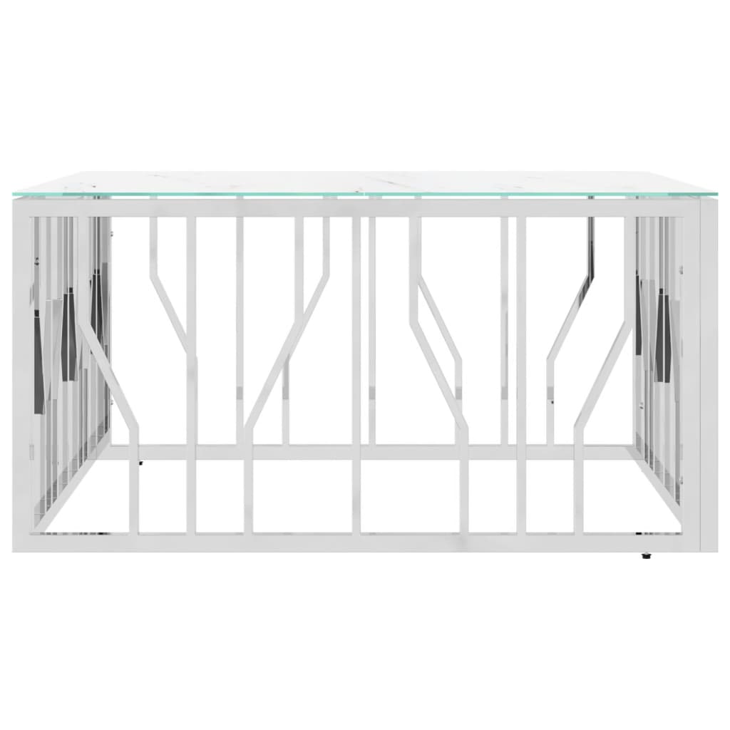 Table basse argenté 80x80x40 cm acier inoxydable et verre - XIOS