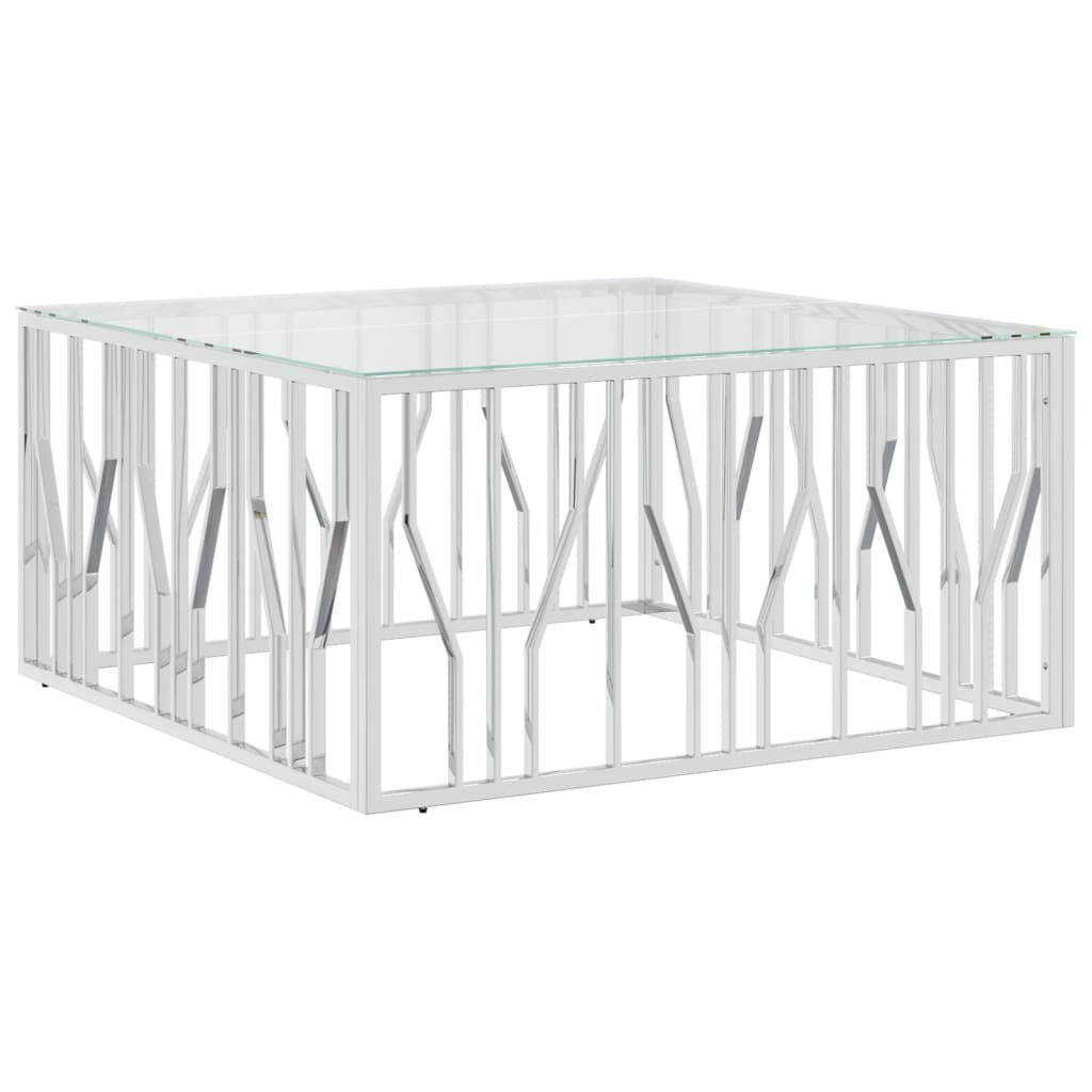 Table basse 100x100x50 cm acier inoxydable et verre - XIOS