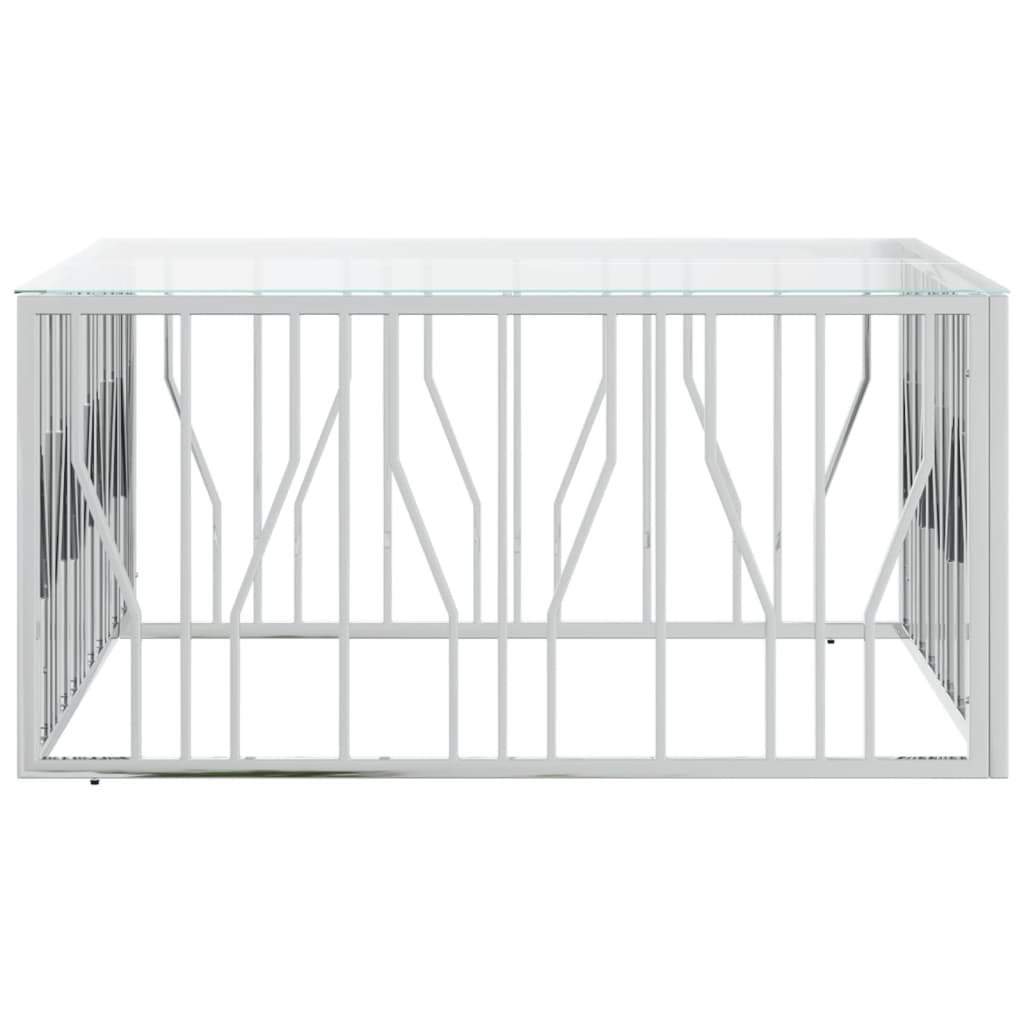 Table basse 100x100x50 cm acier inoxydable et verre - XIOS