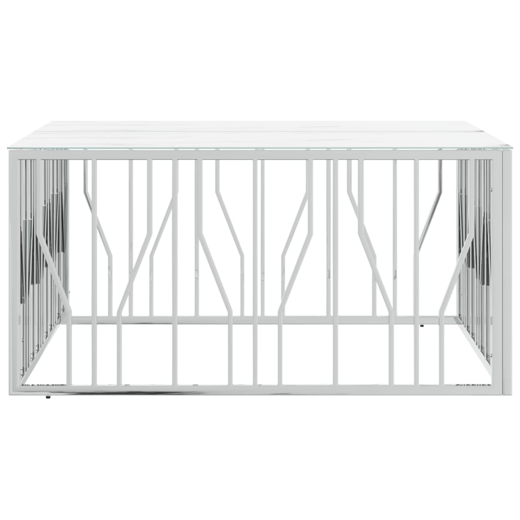 Table basse argenté 100x100x50 cm acier inoxydable et verre - XIOS