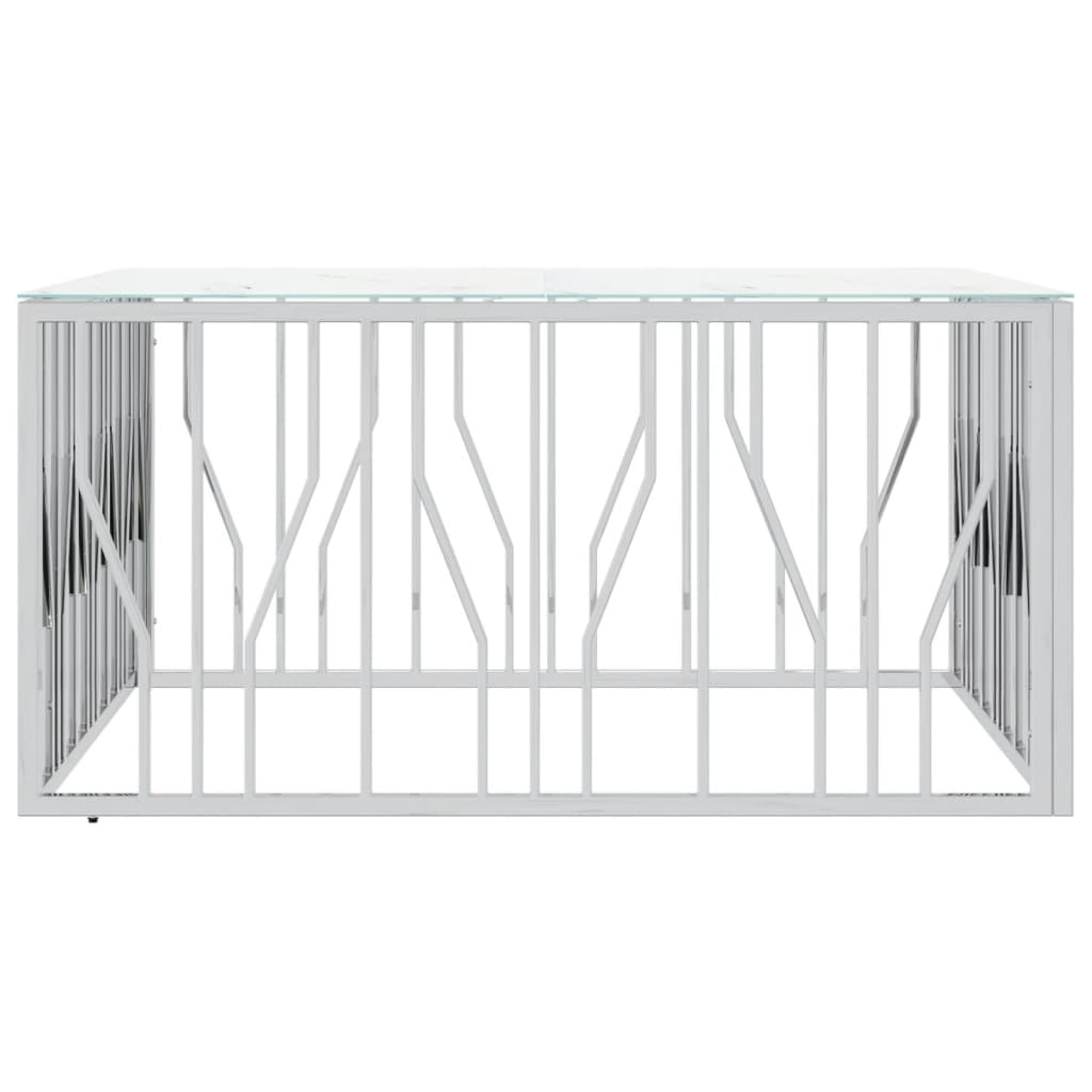Table basse argenté 100x100x50 cm acier inoxydable et verre - XIOS