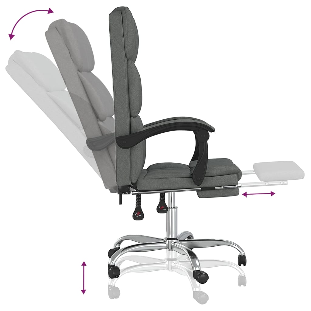 Fauteuil inclinable de bureau Gris foncé Tissu - XIOS