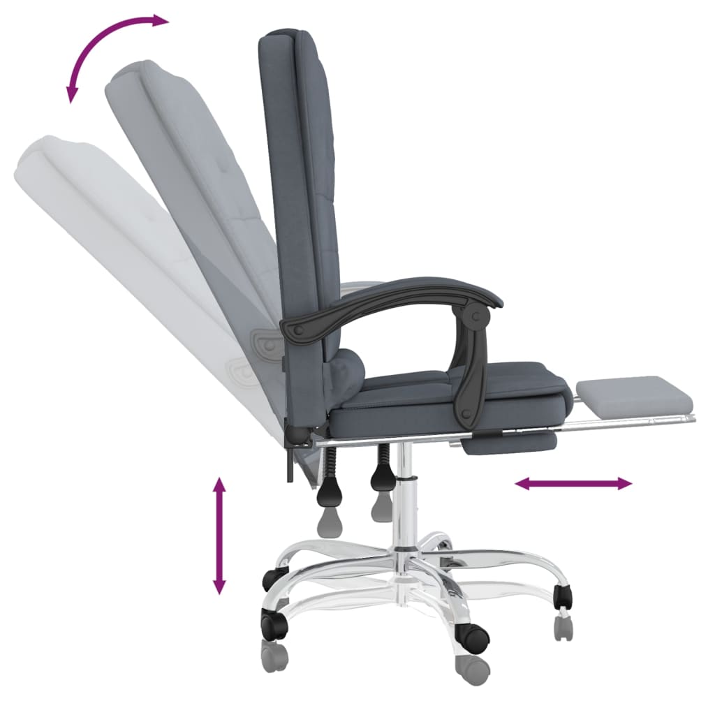 Fauteuil de massage inclinable de bureau Gris foncé Velours - XIOS