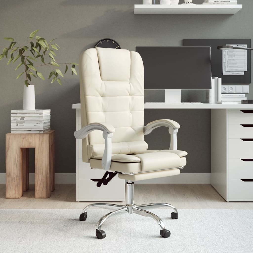 Fauteuil de massage inclinable de bureau Crème Similicuir - XIOS