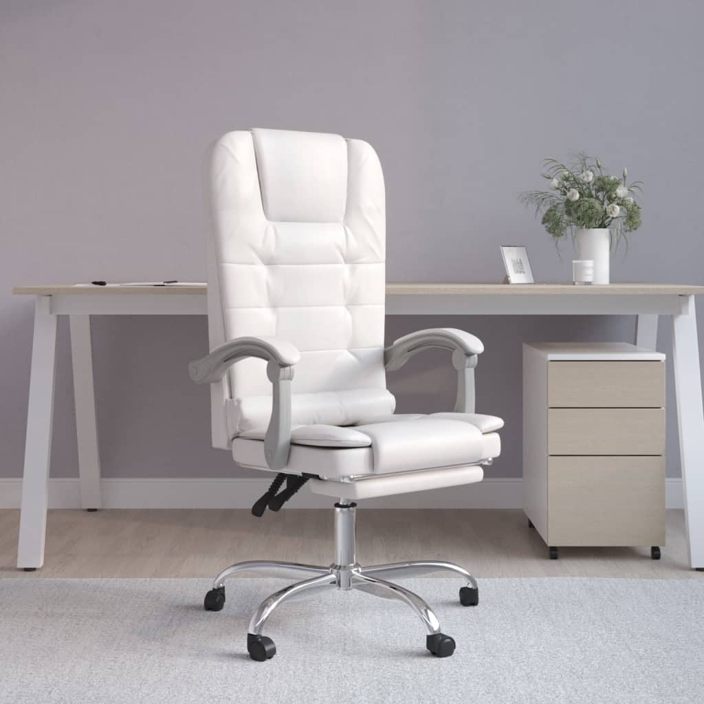 Fauteuil de massage inclinable de bureau Blanc Similicuir - XIOS