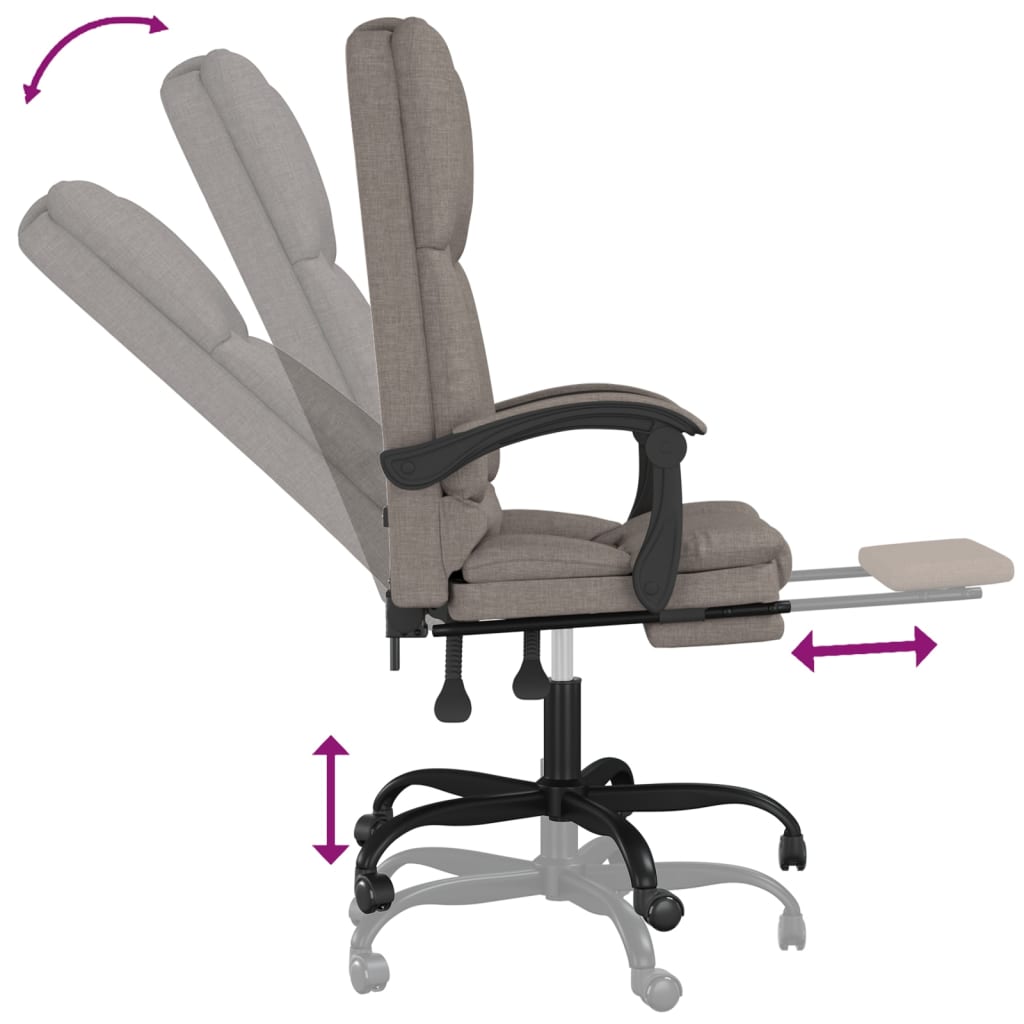 Fauteuil de massage inclinable de bureau Taupe Tissu - XIOS