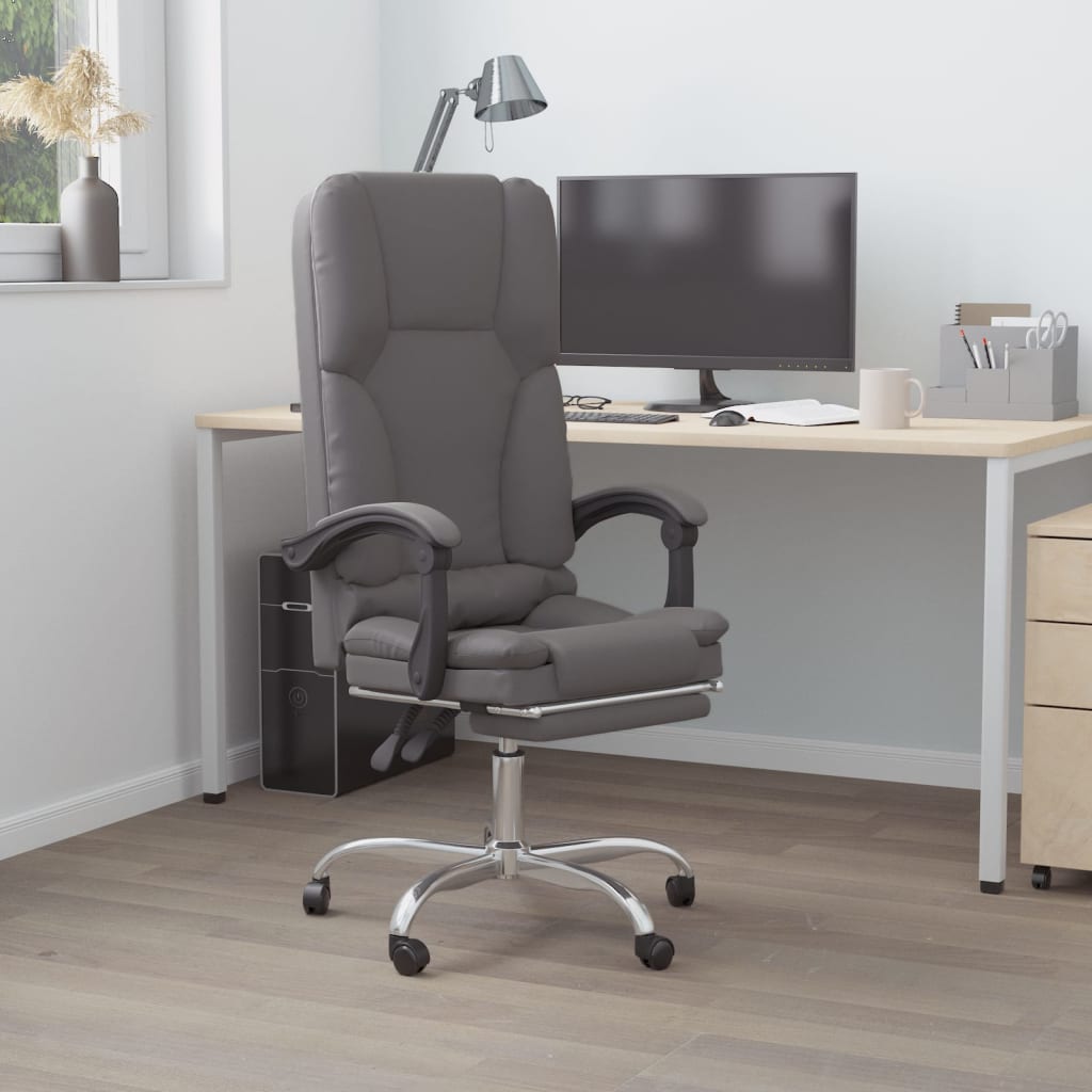 Fauteuil de massage inclinable de bureau Gris Similicuir - XIOS