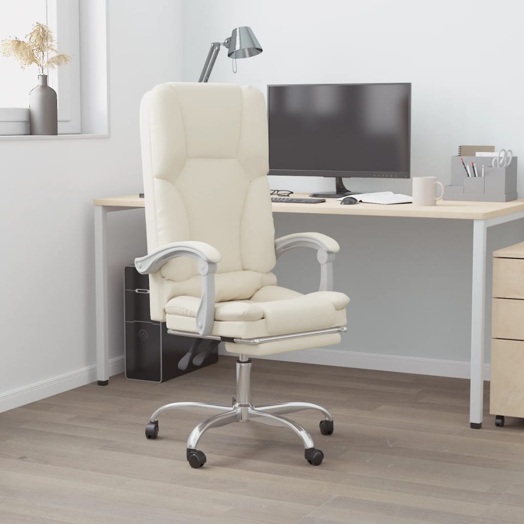 Fauteuil de massage inclinable de bureau Crème Similicuir - XIOS