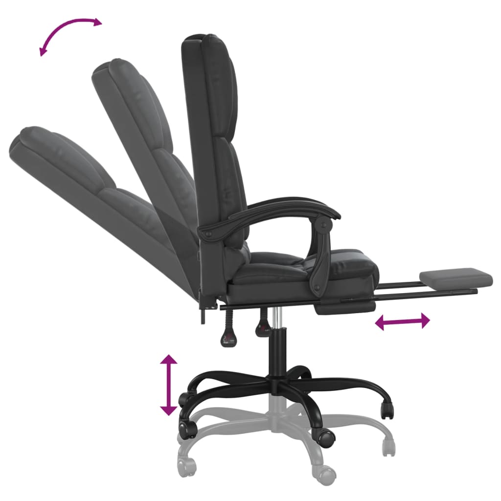Fauteuil de massage inclinable de bureau Noir Similicuir