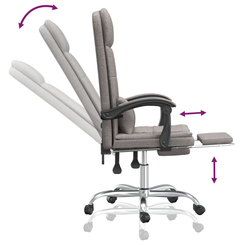 Fauteuil de massage inclinable de bureau Taupe Tissu - XIOS