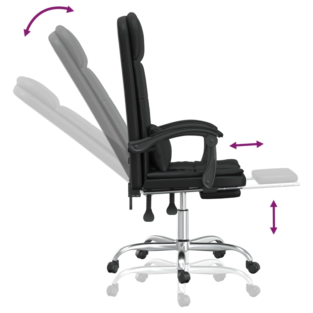 Fauteuil de massage inclinable de bureau Noir Similicuir