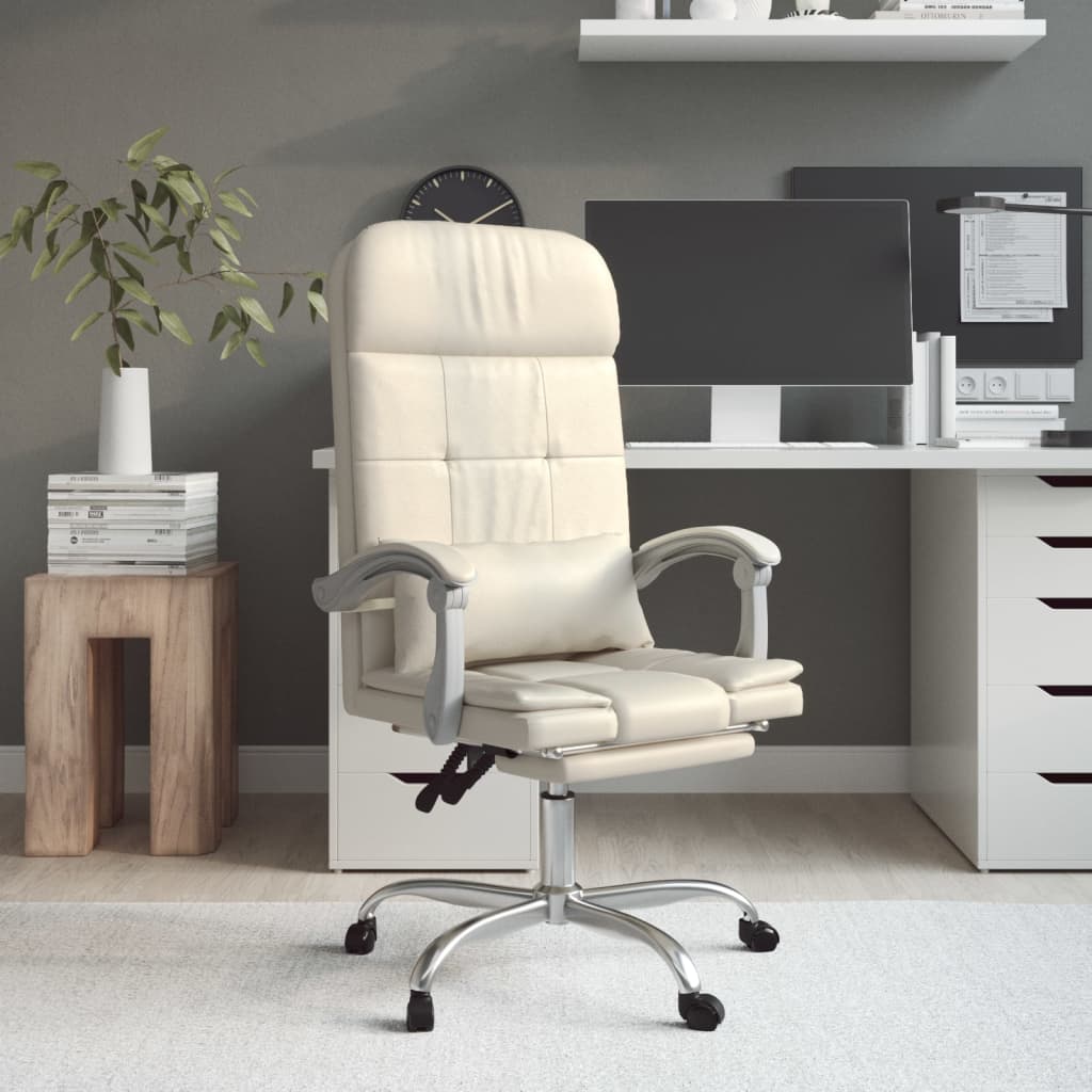 Fauteuil de massage inclinable de bureau Crème Similicuir - XIOS