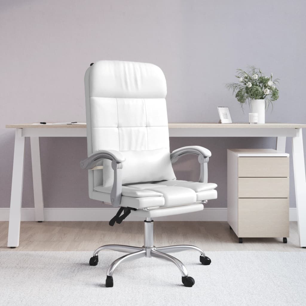 Fauteuil de massage inclinable de bureau Blanc Similicuir