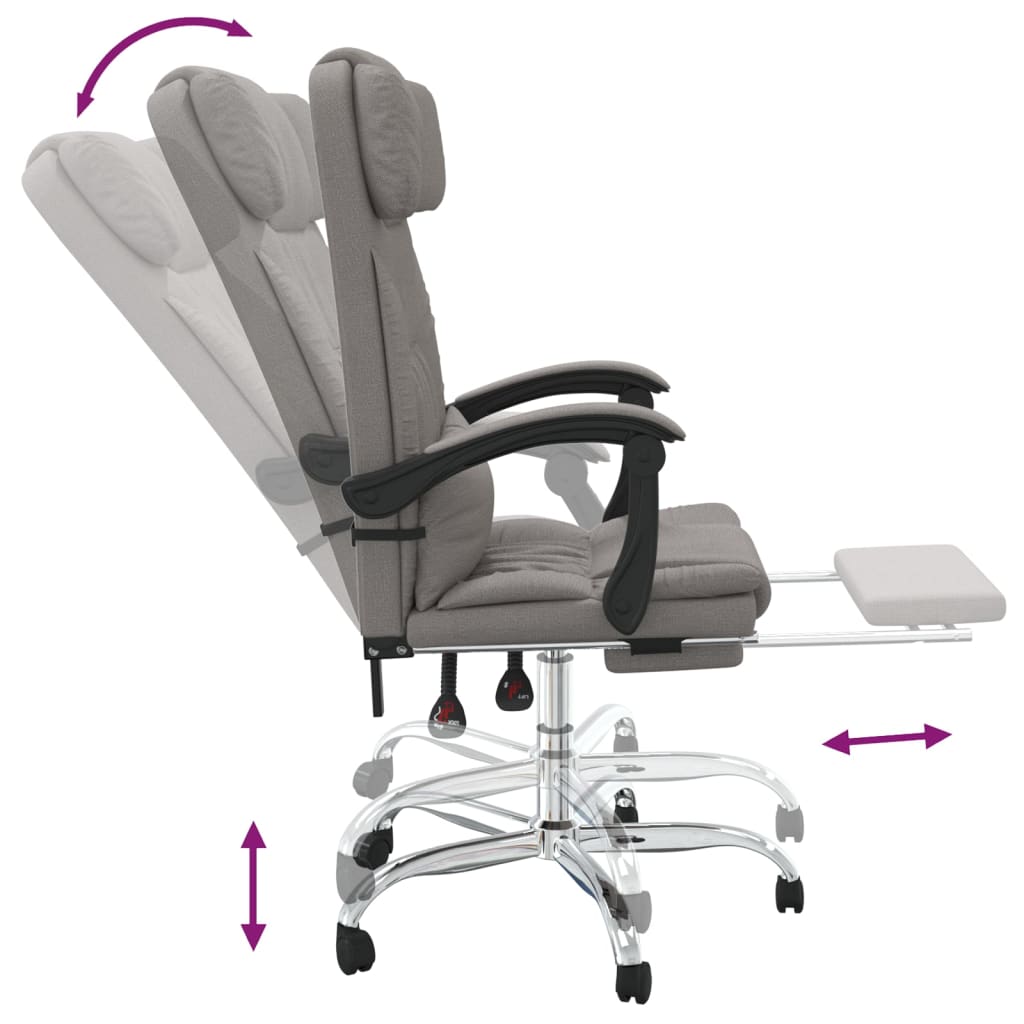 Fauteuil de massage inclinable de bureau Taupe Tissu - XIOS
