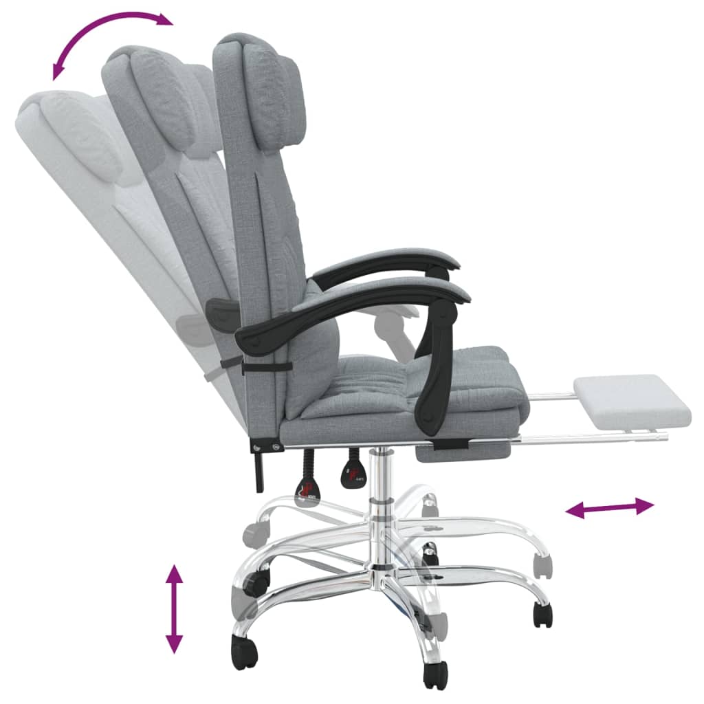 Fauteuil de massage inclinable de bureau Gris clair Tissu