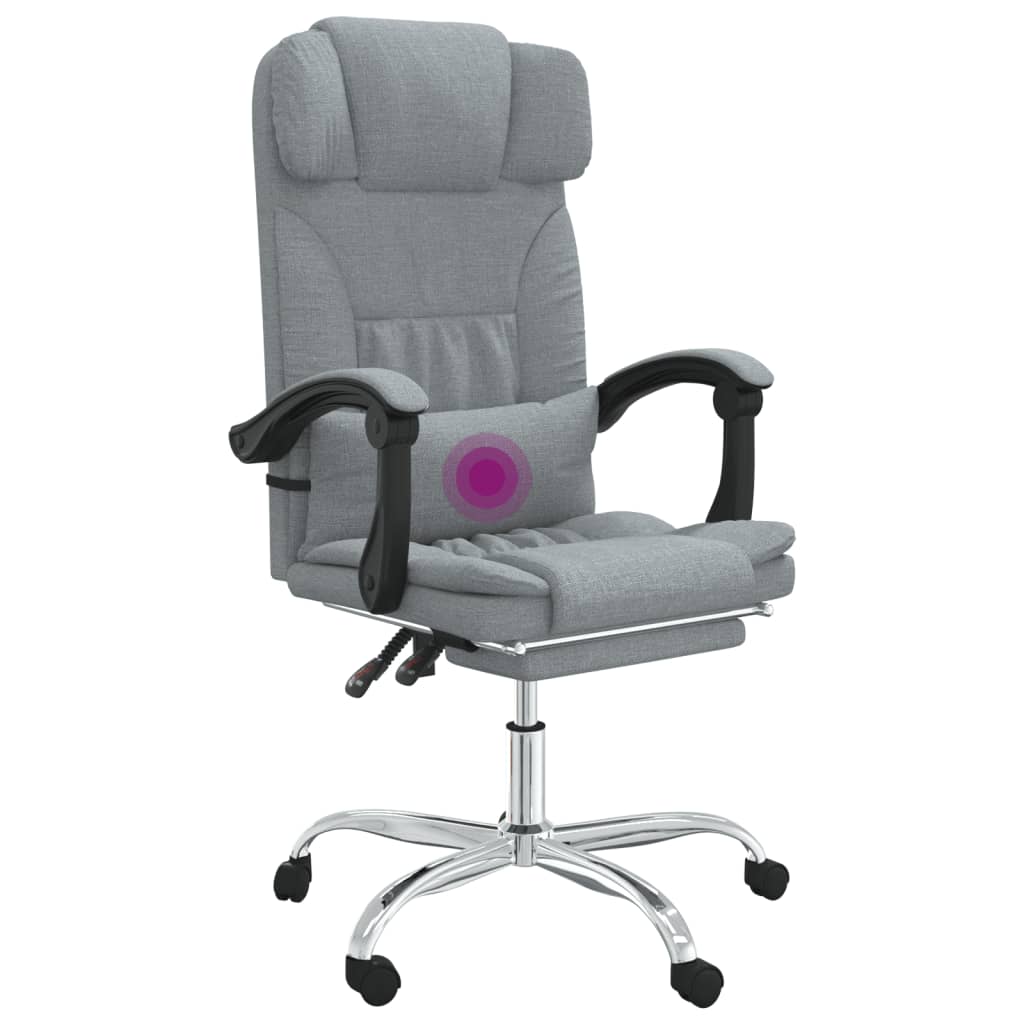 Fauteuil de massage inclinable de bureau Gris clair Tissu