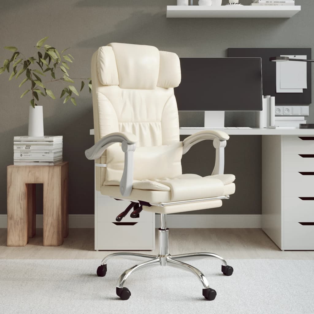Fauteuil de massage inclinable de bureau Crème Similicuir - XIOS
