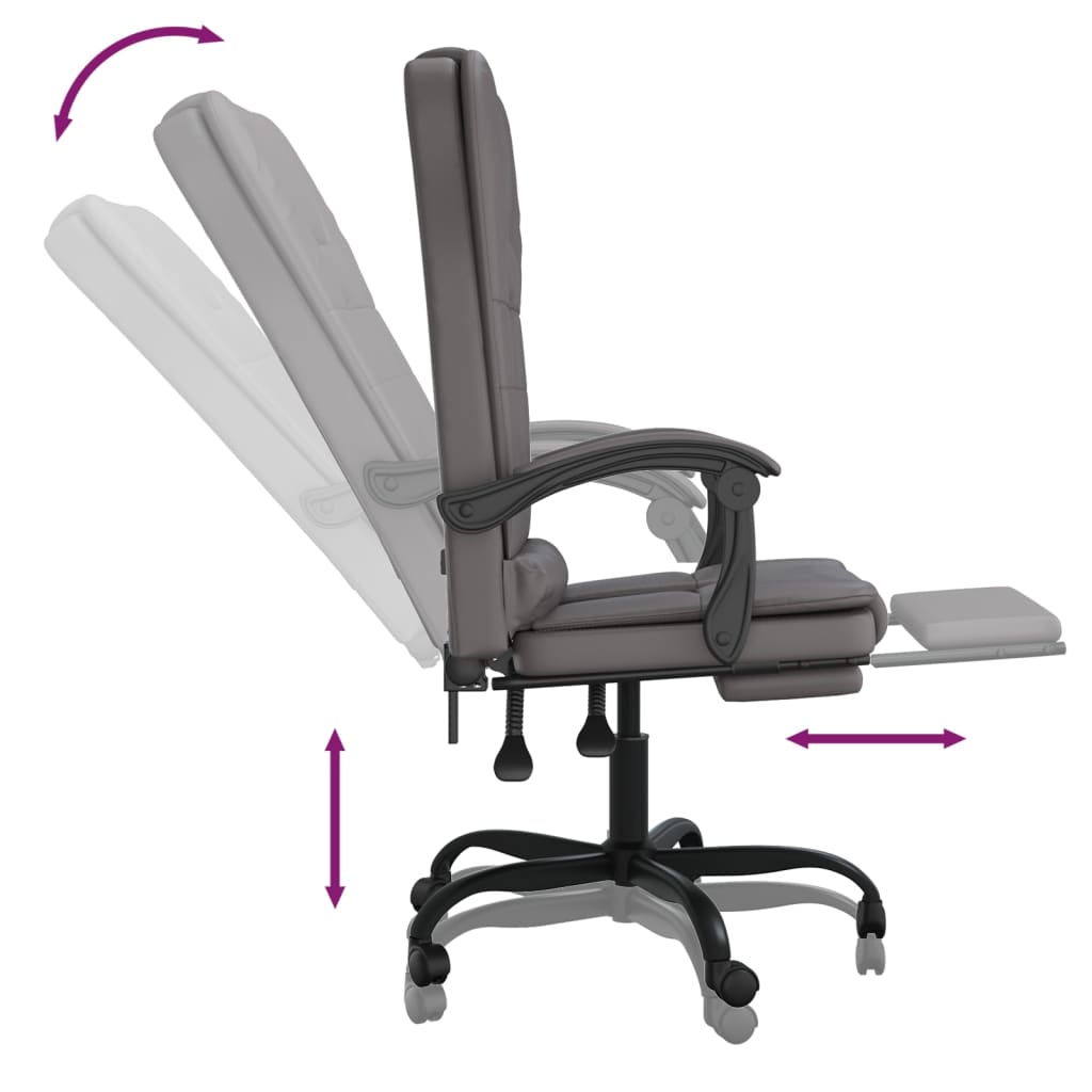 Fauteuil de massage inclinable de bureau gris similicuir - XIOS