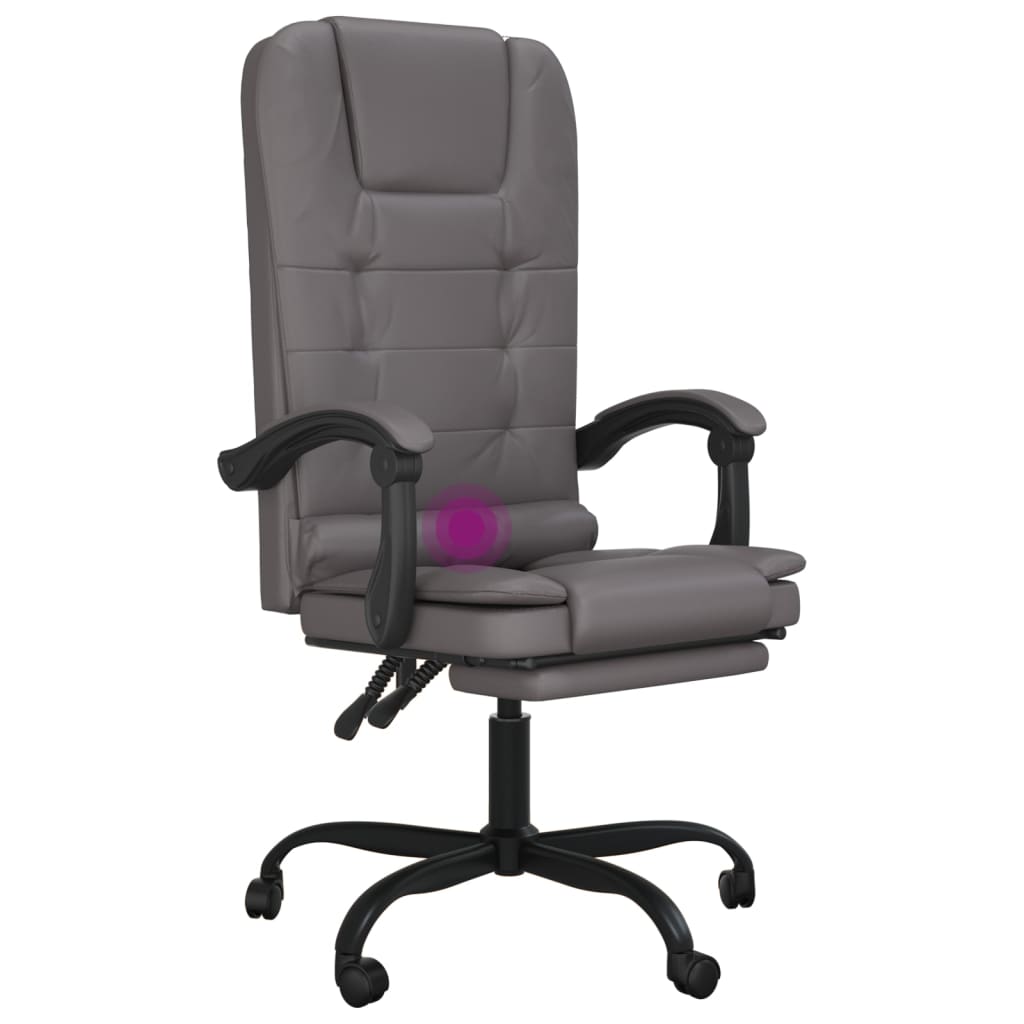 Fauteuil de massage inclinable de bureau gris similicuir - XIOS