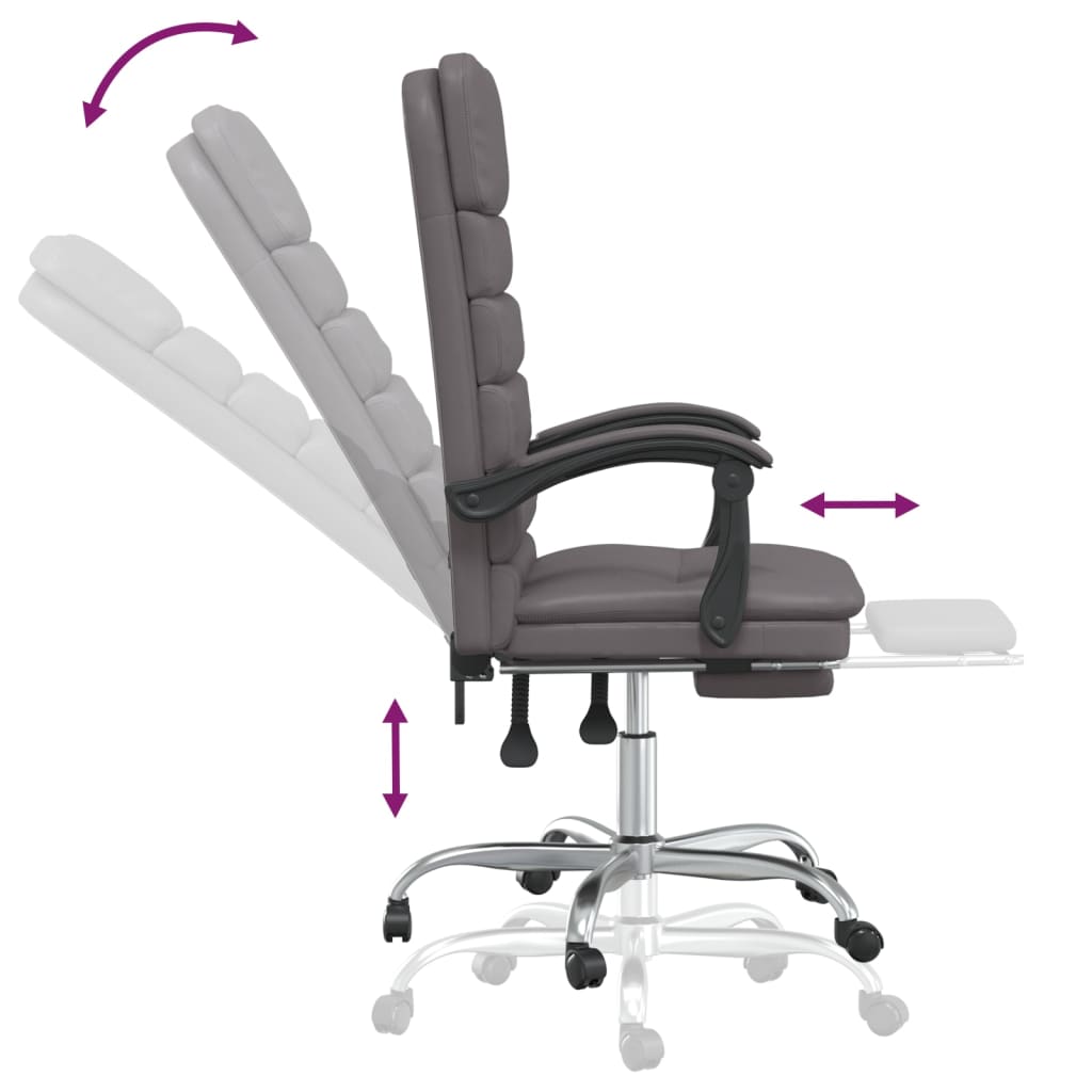 Fauteuil de massage inclinable de bureau gris similicuir - XIOS