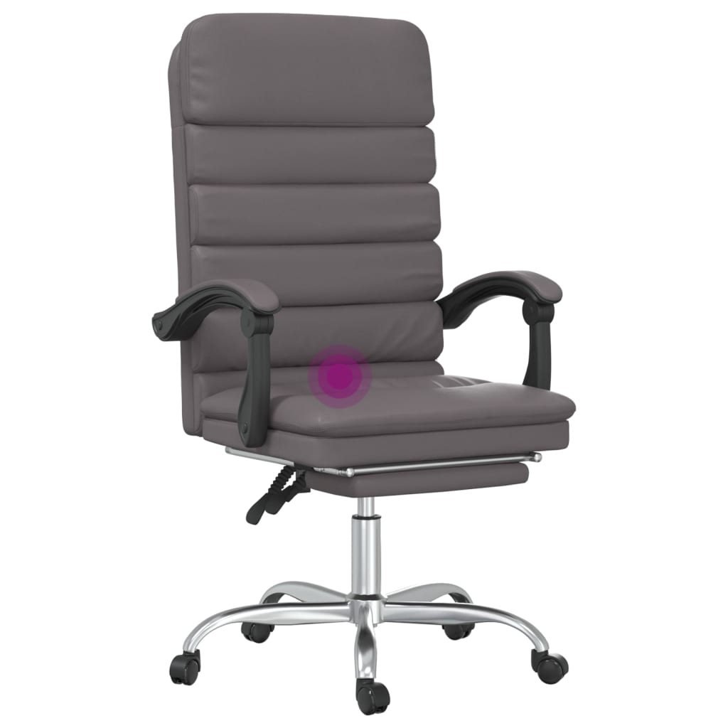 Fauteuil de massage inclinable de bureau gris similicuir - XIOS