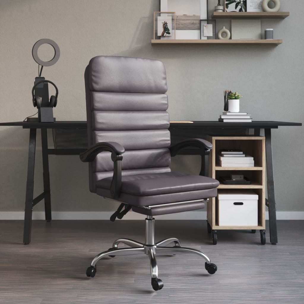 Fauteuil de massage inclinable de bureau gris similicuir - XIOS