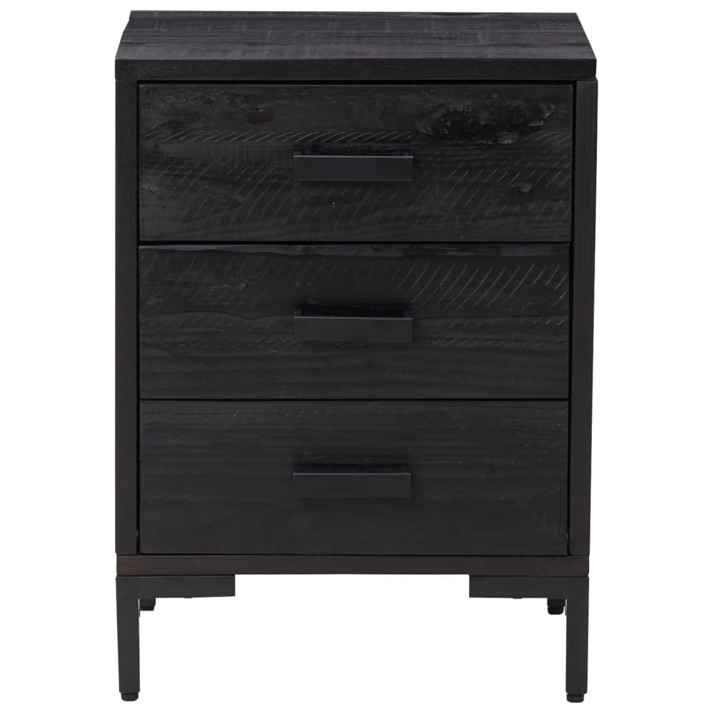 Table de chevet Noir 40x30x55 cm Bois de pin massif - XIOS