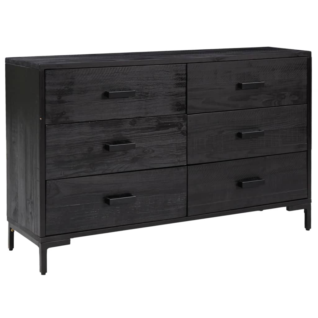Buffet Noir 110x35x70 cm Bois de pin massif - XIOS
