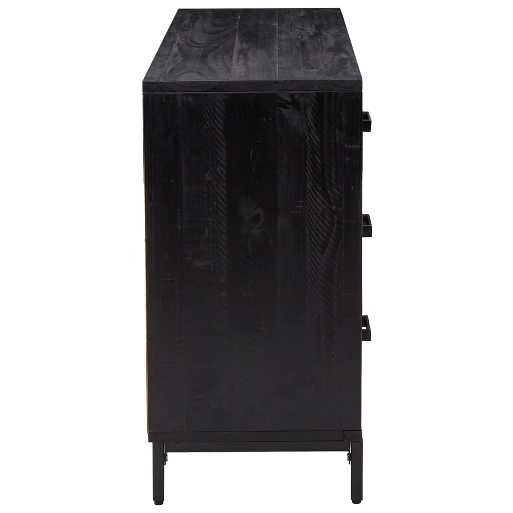 Buffet Noir 110x35x70 cm Bois de pin massif