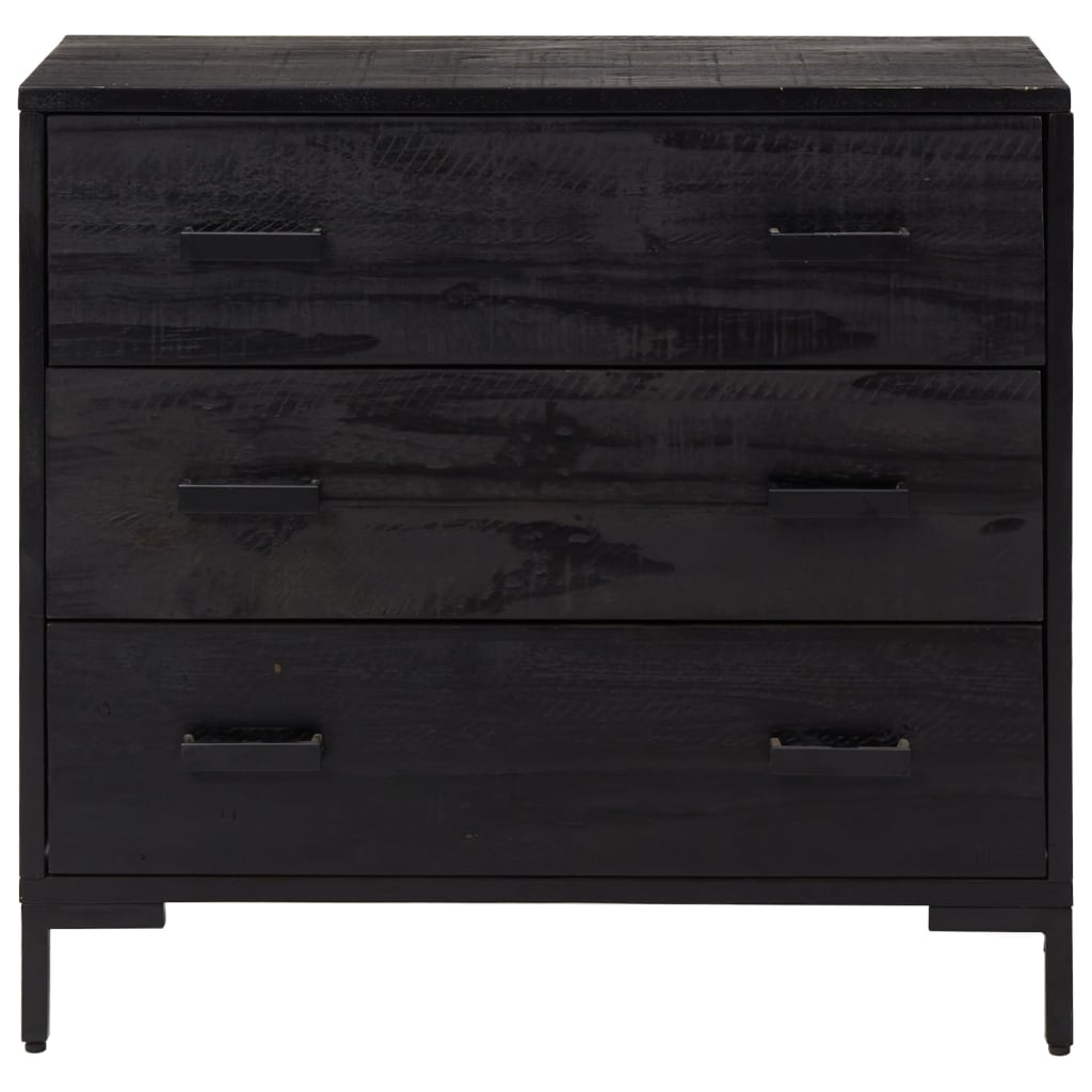 Commode Noir 75x35x70 cm Bois de pin massif - XIOS