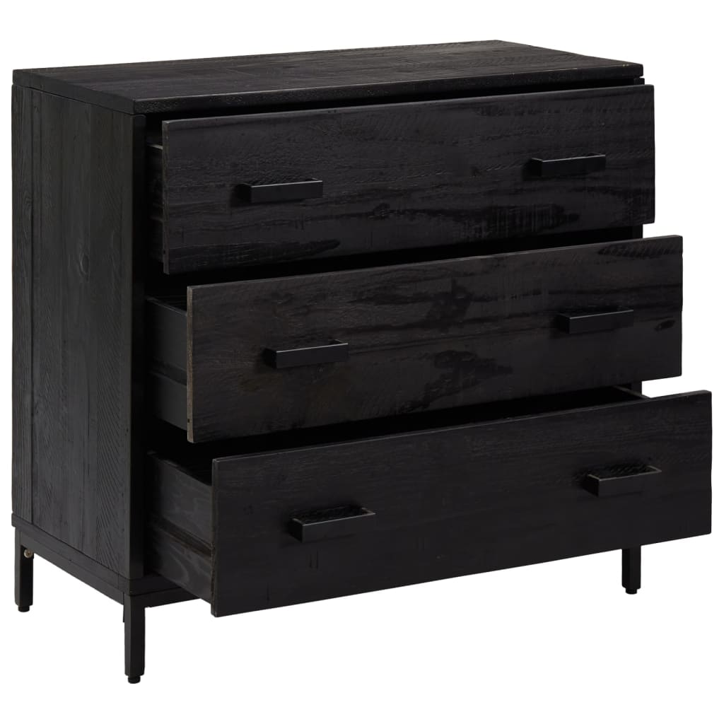 Commode Noir 75x35x70 cm Bois de pin massif - XIOS
