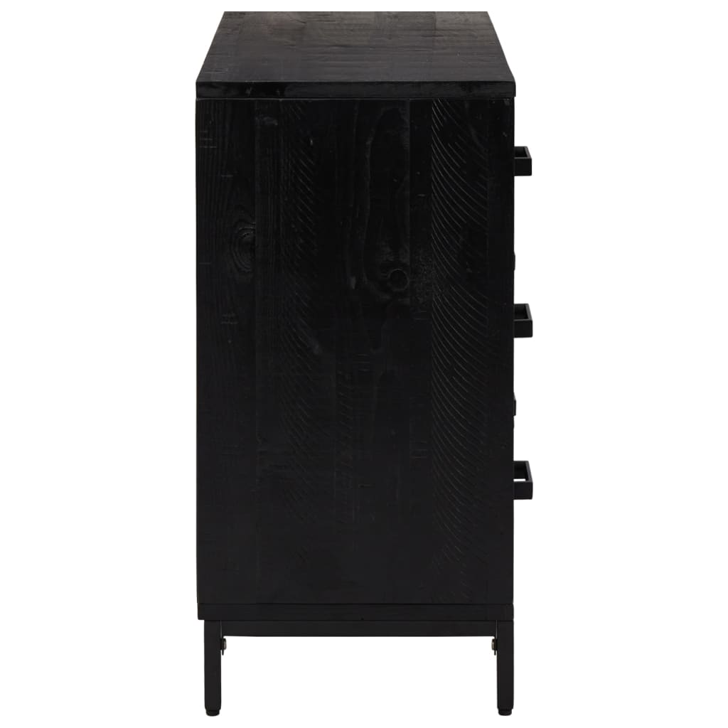 Commode Noir 75x35x70 cm Bois de pin massif - XIOS