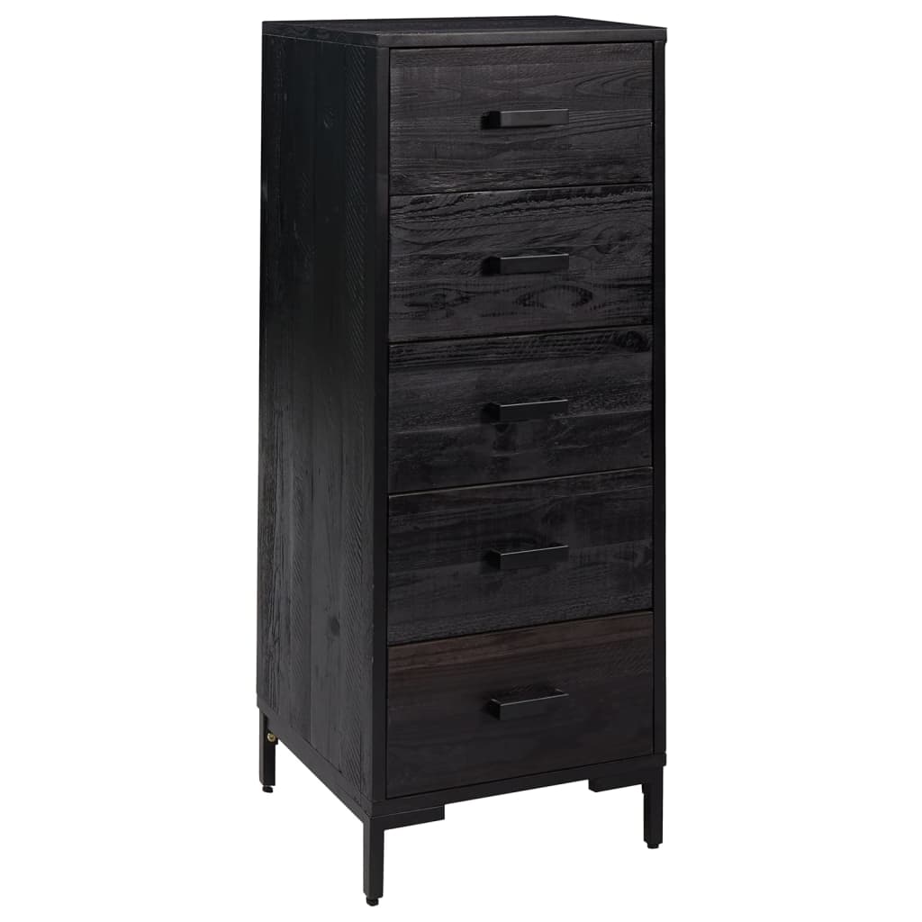 Commode Noir 42x35x110 cm Bois de pin massif - XIOS