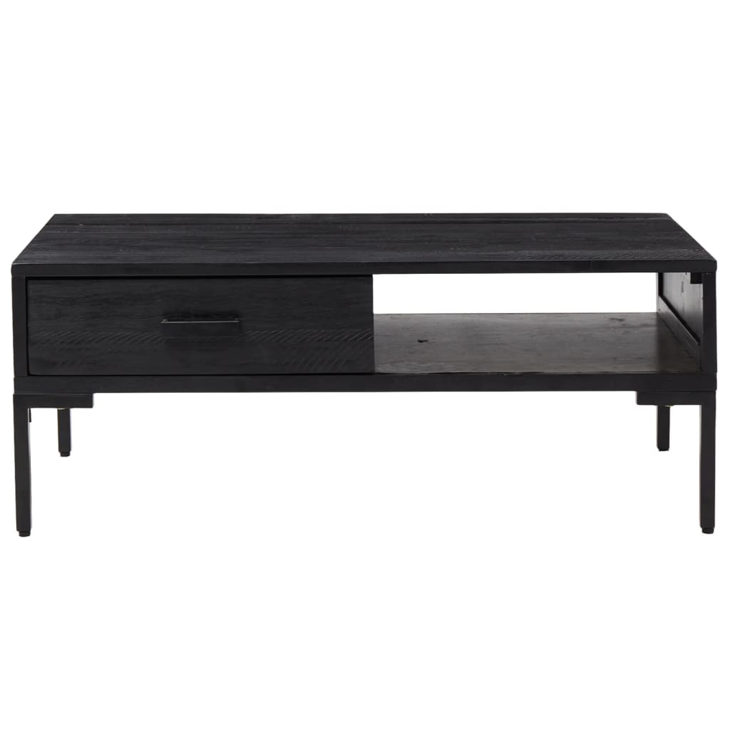 Table basse Noir 90x50x35 cm Bois de pin massif - XIOS