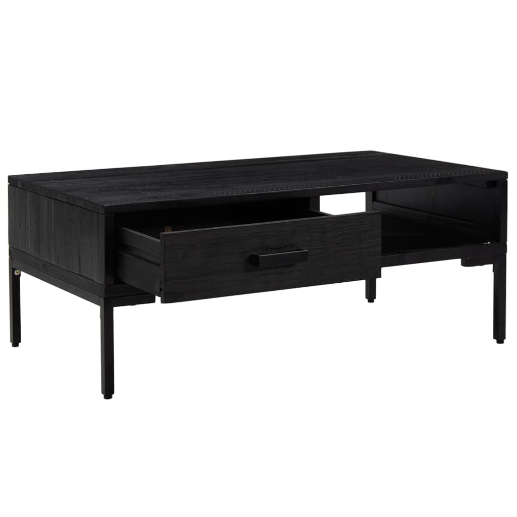 Table basse Noir 90x50x35 cm Bois de pin massif - XIOS
